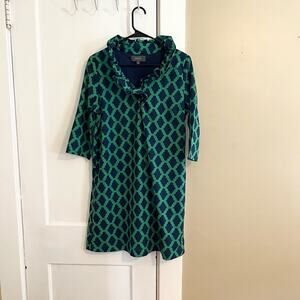 Sawyer ruffle collar dress blue and green preppy Kendra Scott Lilly Pulitzer